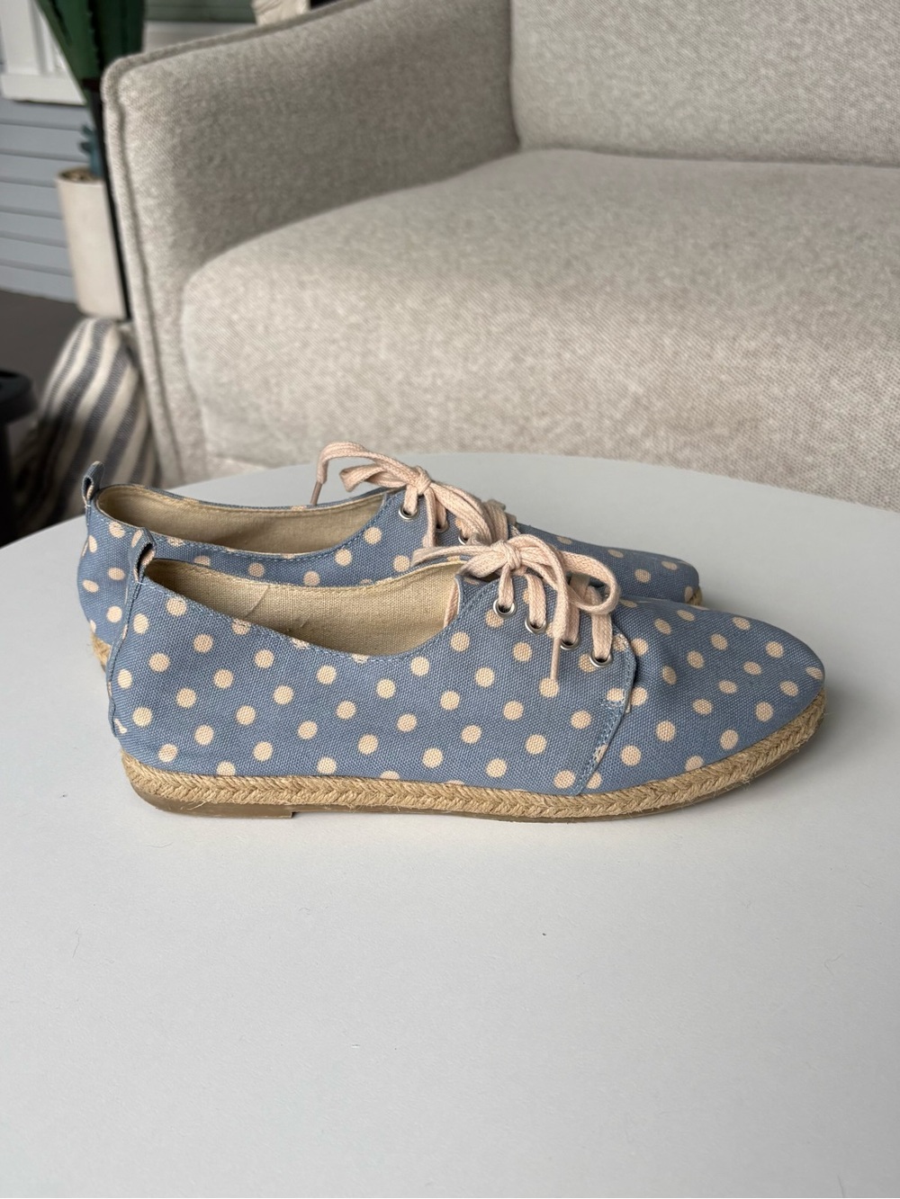 Cath Kidston Blue Polka Dot Lace-Up Espadrille Sneakers